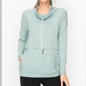 T By Talbots Sweatshirt MP Salt Blue On the Move Cowl  Pullover UPF 50+